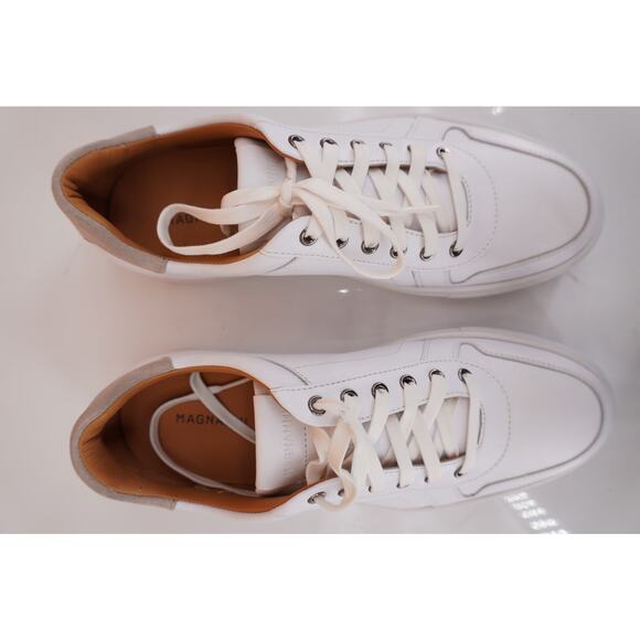 Magnanni Bobbie Ivory White Leather Low Top Sneaker SZ 8 New Lace Up Burnished - Picture 5 of 12